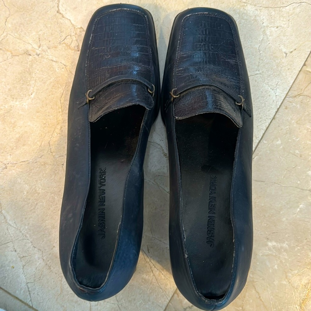 Navy leather loafers size 8